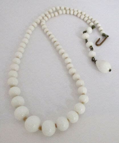 Vintage Milk Glass Bead Necklace Antique Price Guide Details Page