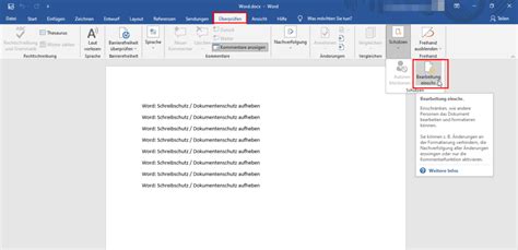 Word Schreibschutz Dokumentenschutz Aufheben