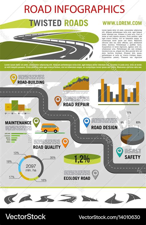 Road Construction Infographic Template Design Vector Image