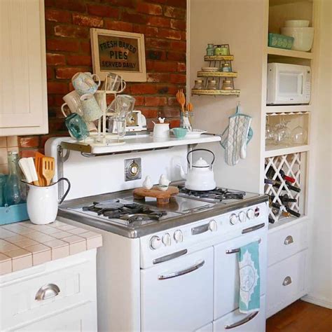 Brick Backsplash Behind White Vintage Stove Soul Lane