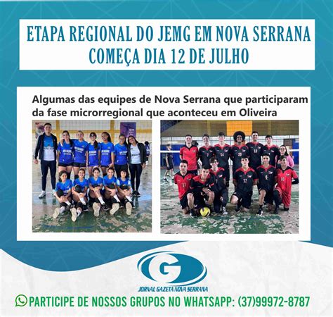 ETAPA REGIONAL DO JEMG EM NOVA SERRANA COMEÇA DIA 12 DE JULHO Jornal