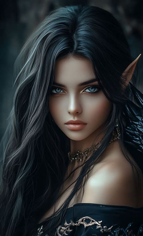 elf  dark hair elf  black hair