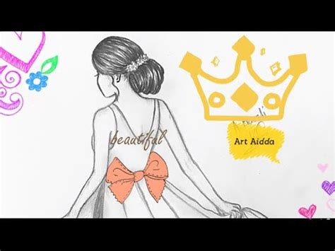 How To Draw A Girl With Beautiful Dress Step By Step Si Te Vizatojme