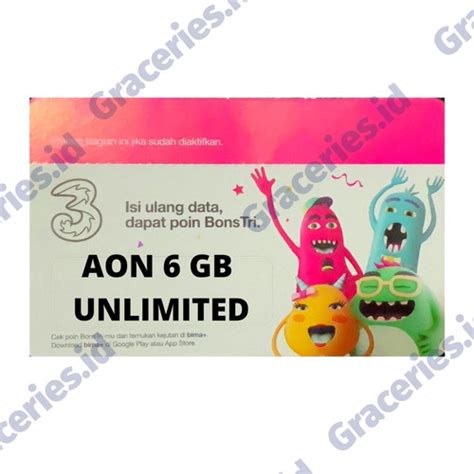 Jual Voucher TRI THREE AON 6 GB MASA AKTIF IKUT KARTU UNLIMITED 30