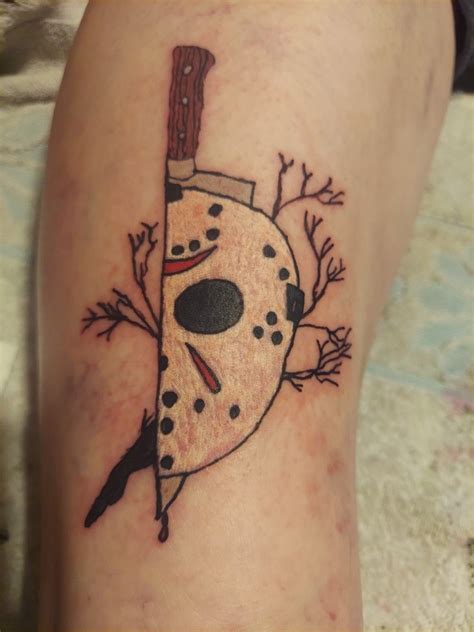 Friday The 13th Jason Voorhees Mask Knife Tattoo In 2022 Knife Tattoo