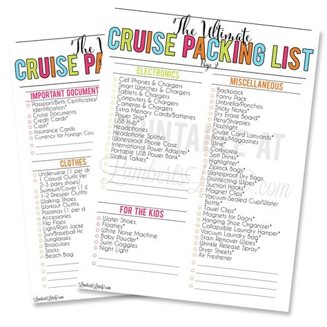 Disney Cruise Packing List Printable