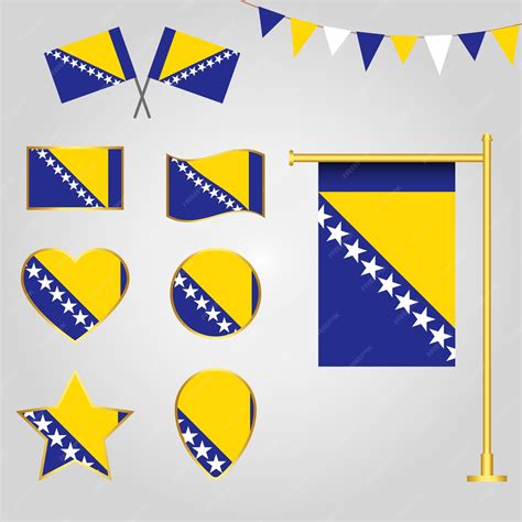 Premium Vector | Vector collection of bosnia flag emblems and icons in