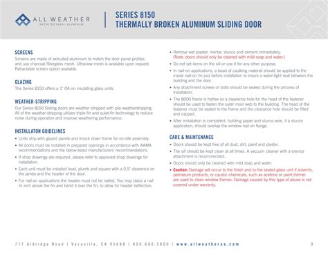 All Weather Architectural Aluminum, Catalogs, Series 8150 Thermally