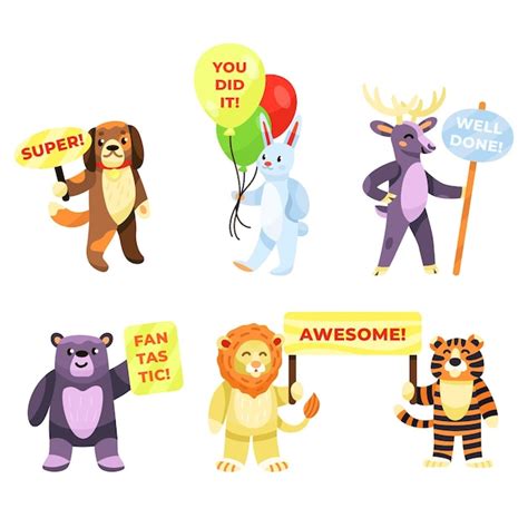 Free Vector | Cartoon great job stickers collection