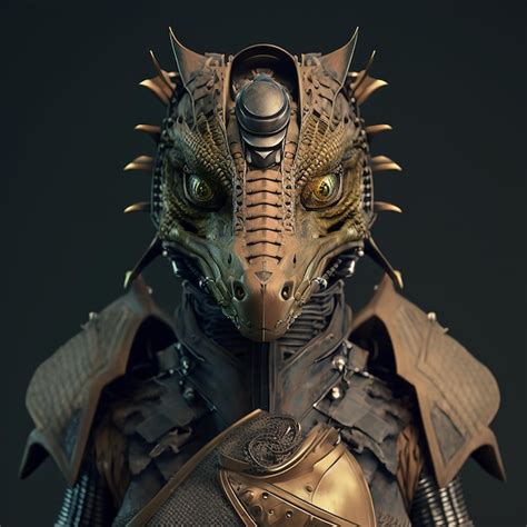 Premium Ai Image Basilisk In Cyberpunk Futuristic Robotic Metal