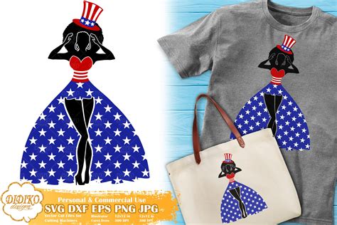 4th Of July Woman Svg 1 Black Woman Svg Cricut File Didiko Designs