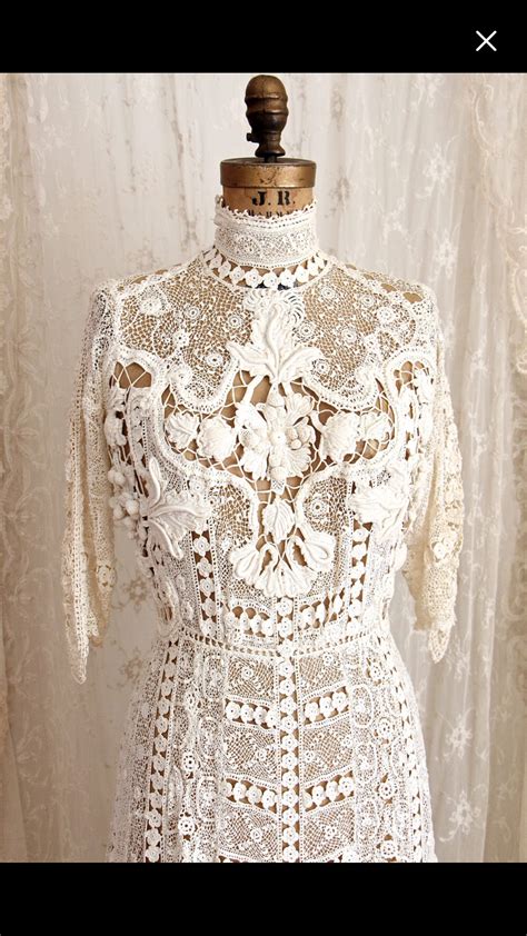 Antique Irish Crochet Lace Dress Antique Wedding Gown Antique Dress