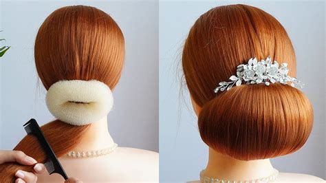 Low Bun Hairstyle Using Donut Simple Hairstyle For Bridal ウェディング