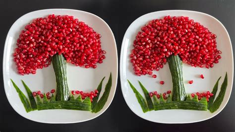 Beautiful Fruit Decoration Ideas Plate Decoration With Pomegranate And Cucumber Easy Fruit