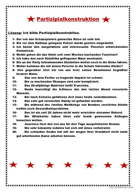 Partizipialkonstruktion Allgemein English Esl Worksheets Pdf Doc