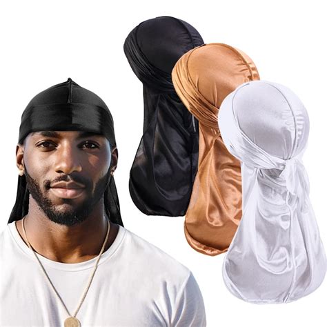 3pcs Lot Long Durag Silk Satin Bandanas Cap Turban Hat Wigs Biker