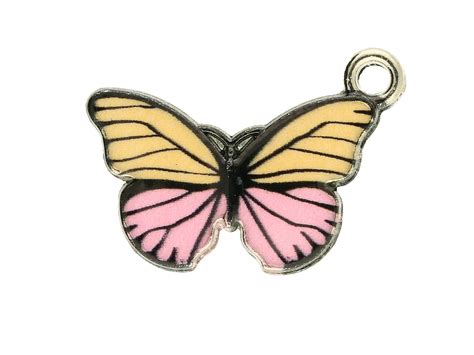 Motyl zawieszka emaliowana 15x20mm metal srebrny różowy 1szt