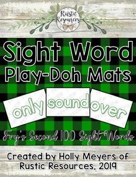 Sight Word Play Doh Mats Fry S Second Sight Words By Rustic Resources