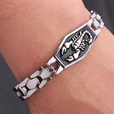 Stainless Steel Bracelets Men Scorpion Charms Men Bracelets Punk Man