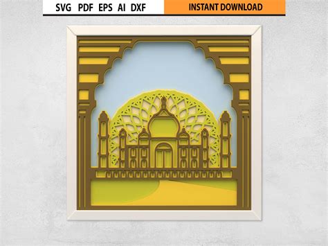 Taj Mahal D Svg Laser Cut Shadow Box Graphic By Cnc Art Design Studio