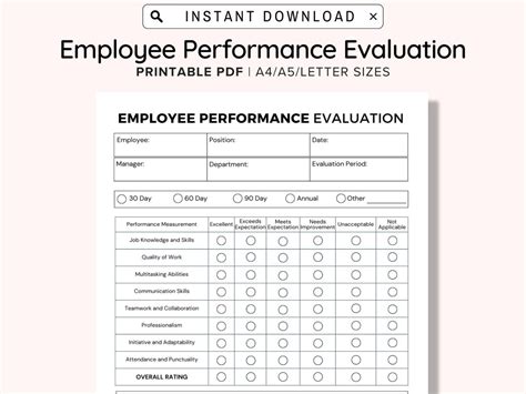 Employee Performance Evaluation Template Employee Performance Review