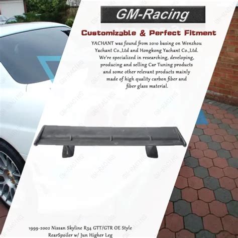 FRP R34 GTT GTR OE Style Rear Spoiler W Jun Higher Leg For Nissan