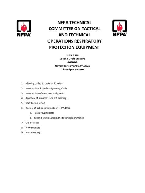 Fillable Online NFPA TECHNICAL COMMITTEE ON TACTICAL AND Fax Email