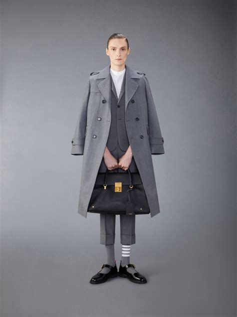 Wool Double Breasted Trench Coat Thom Browne