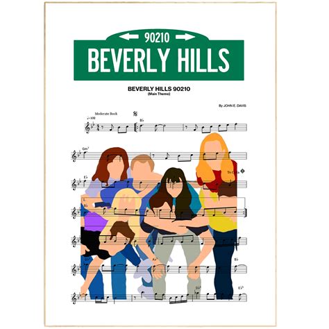 BEVERLY HILLS 90210 Theme Poster | Top 5 Wall Art personalised lyrics ...