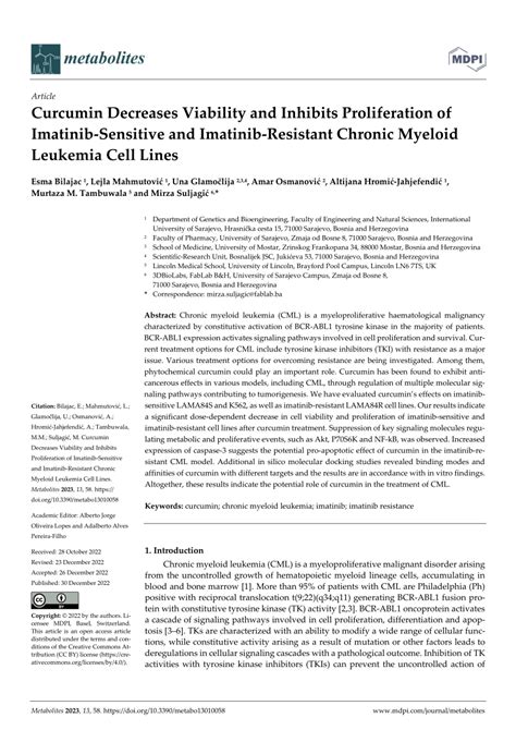 Pdf Curcumin Decreases Viability And Inhibits Proliferation Of