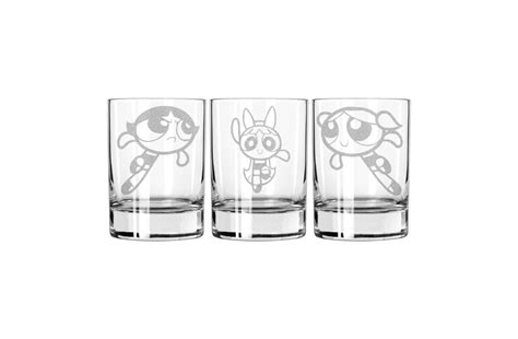 Powerpuff Girls Rocks Glasses Set Of 3 Acid Ink Designs