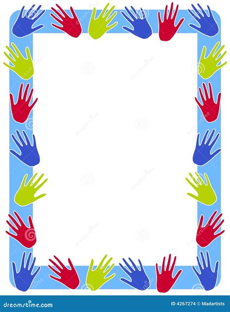 Colourful Hand Prints Frame Border Stock Illustration Illustration Of