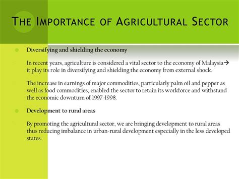 Development of Agriculture Sector in Malaysia