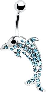 Amazon BodyJewelryOnline Jeweled Dolphin Belly Button Ring Light