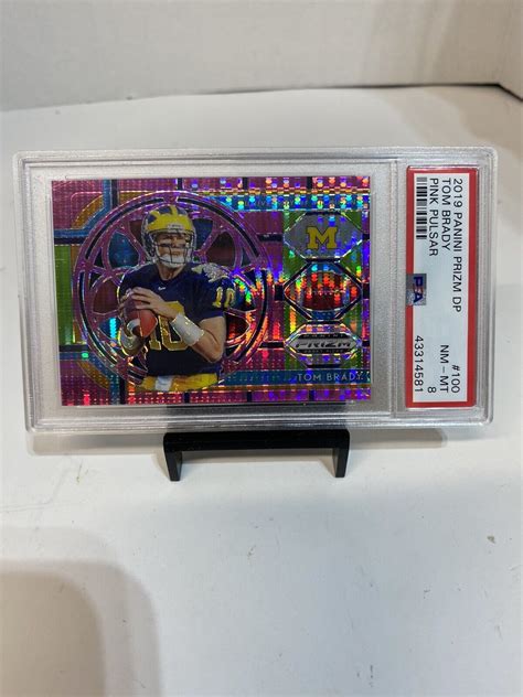 Prizm 2019 Draft Picks Pink Pulsar Stained Glass Tom Brady 100 PSA 8