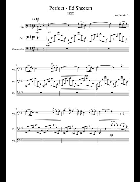 Perfect Ed Sheeran For Cello Trio Sheet Music For Cello Download Free