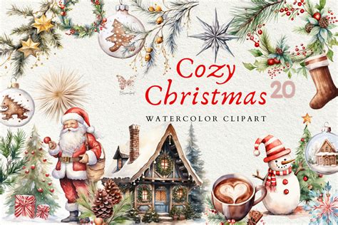 Cozy Christmas Watercolor Cliparts Graphic By Blossom Clipart