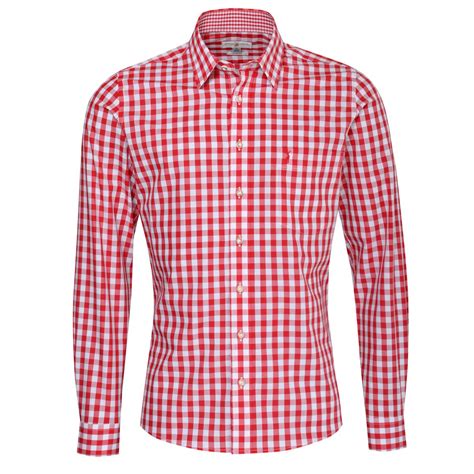 Trachtenhemd Hermann Slim Fit In Rot Von Almsach Finest Trachten De