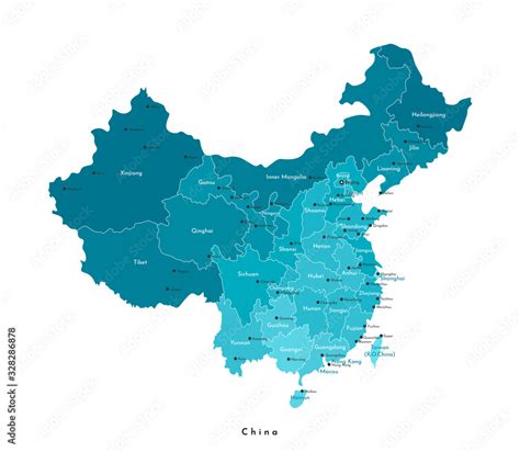 Vector modern illustration. Simplified isolated administrative map of ...