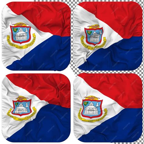 Sint Maarten Bandeira Escudeiro Forma Isolada Diferente Estilo De Ondulação Textura De Colisão