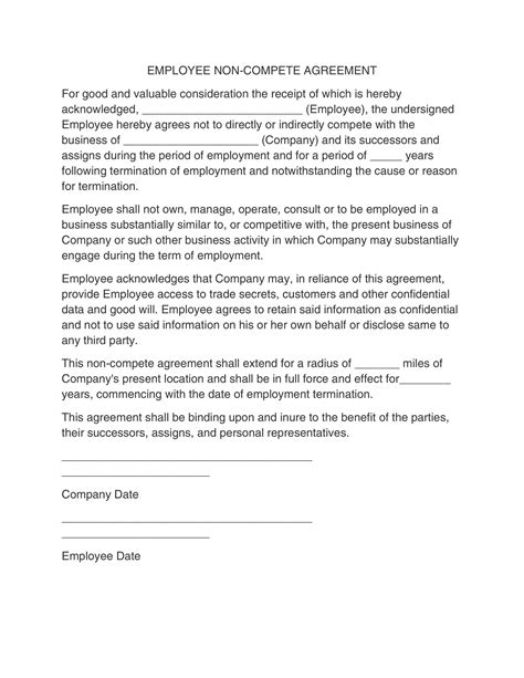 Printable Form For Non Disclosure And None Compete Agreement