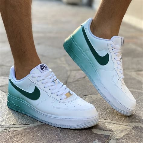 Nike Air Force One Custom Sporcatura Verde Llab Scarpe Custom