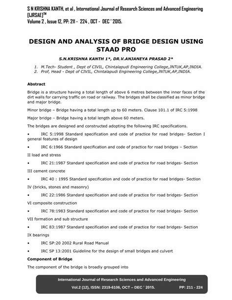 Pdf Design And Analysis Of Bridge Design Using Staad Pro Staad Pro