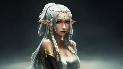 White Hair Elf White Art Fantasy Keith Chen Girl Elf Hair Hd Wallpaper Pxfuel