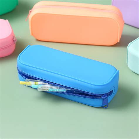 Sarkoyar Waterproof Soft Silicone Pencil Case Zipper Large Capacity Pen