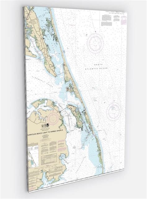 Outer Banks Nautical Chart On Canvas Outer Banks North Carolina Nautical Chart Art Canvas