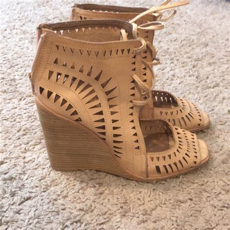 Jeffrey Campbell Nude Lace Up Wedges Gem