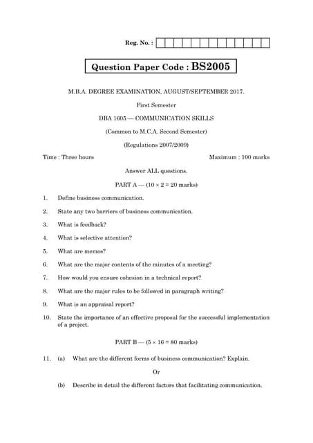 Mba Question Papers Pdf