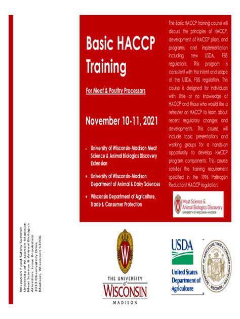 Fillable Online Basic Haccp Training Livestock Fax Email Print