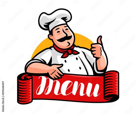 Chef Logo Emblem For Restaurant Or Cafe Menu Cook Cartoon Character